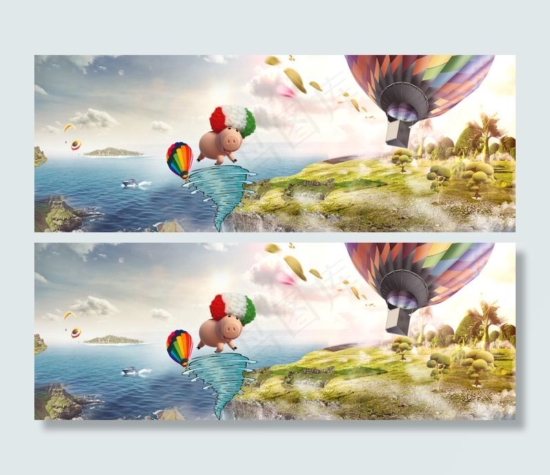 海底飞天小猪(4000X1476(DPI:150))psd模版下载