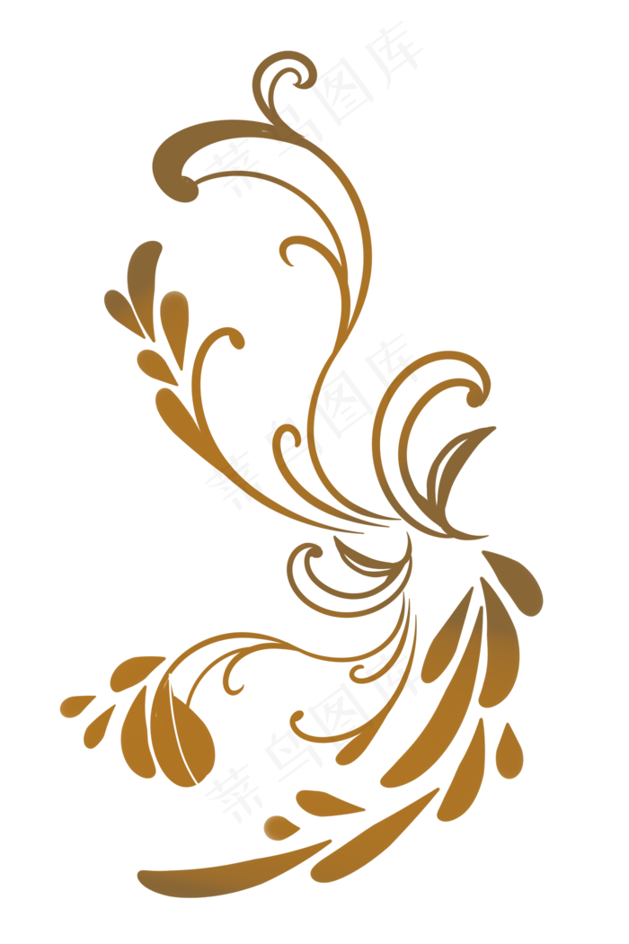 唯美欧式花纹插画,免抠元素