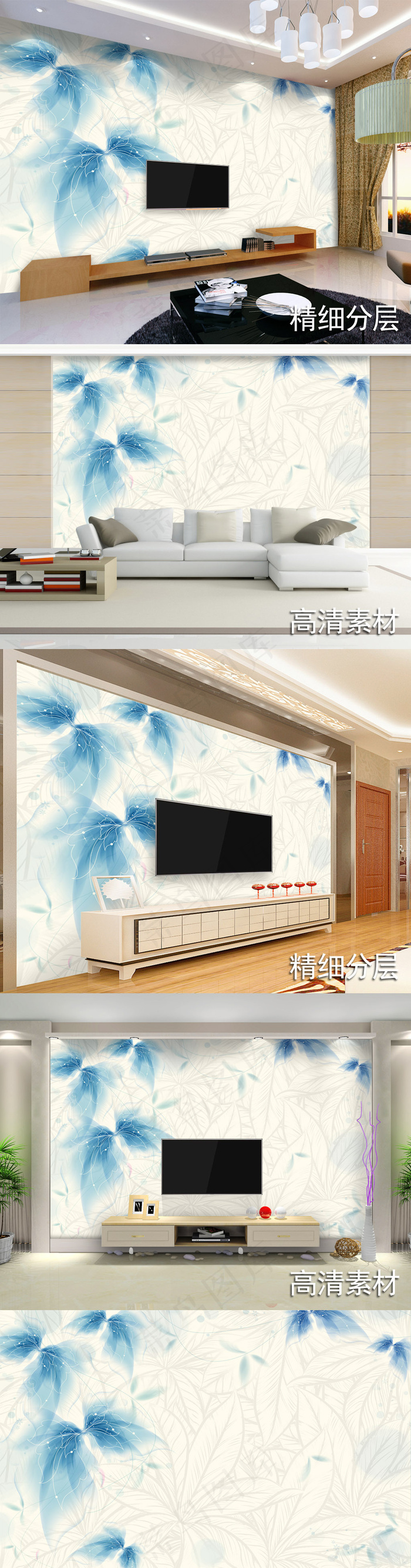 欧式简约清新手绘田园电视背景墙壁画...(9071X5669(DPI:72))psd模版下载