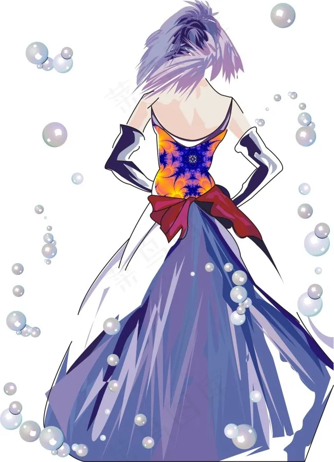 流线型百褶裙cdr矢量模版下载