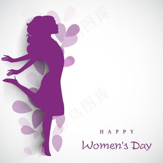 三八妇女节贺卡或海报以花装饰的灰色...