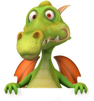 拿着空白广告牌的卡通恐龙图片