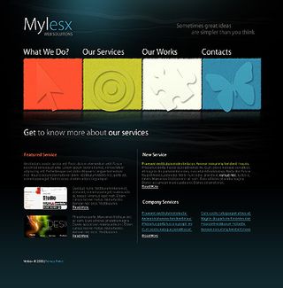 彩色方块导航网页psd