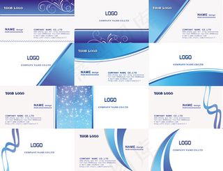 蓝白简约商务名片PSD模板