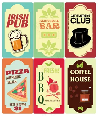 招牌设计集合各种复古风格自由向量