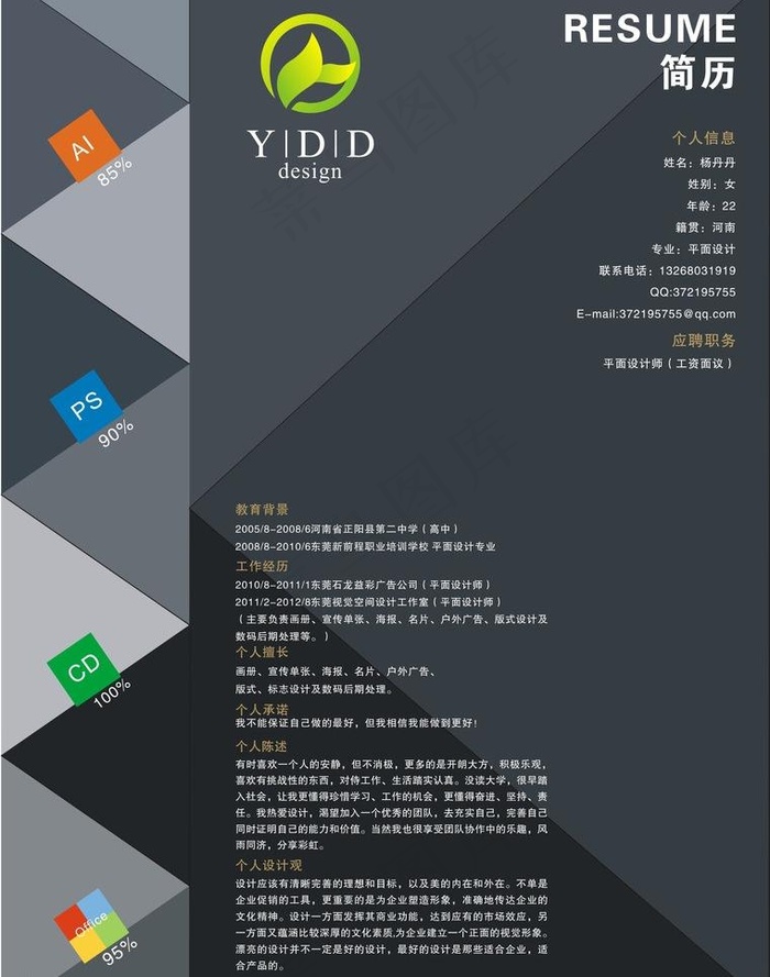 个人简历图片cdr矢量模版下载