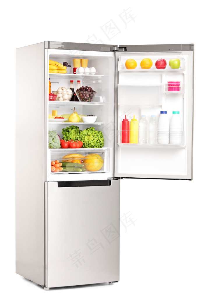 冰箱里的新鲜水果蔬菜