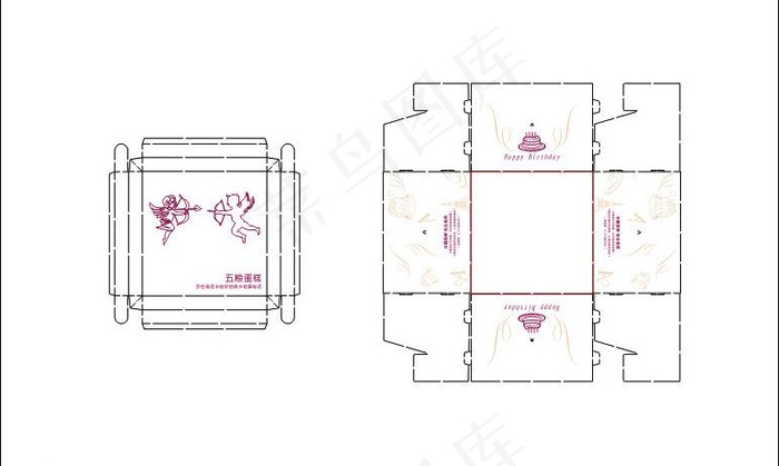 蛋糕盒包装图片cdr矢量模版下载