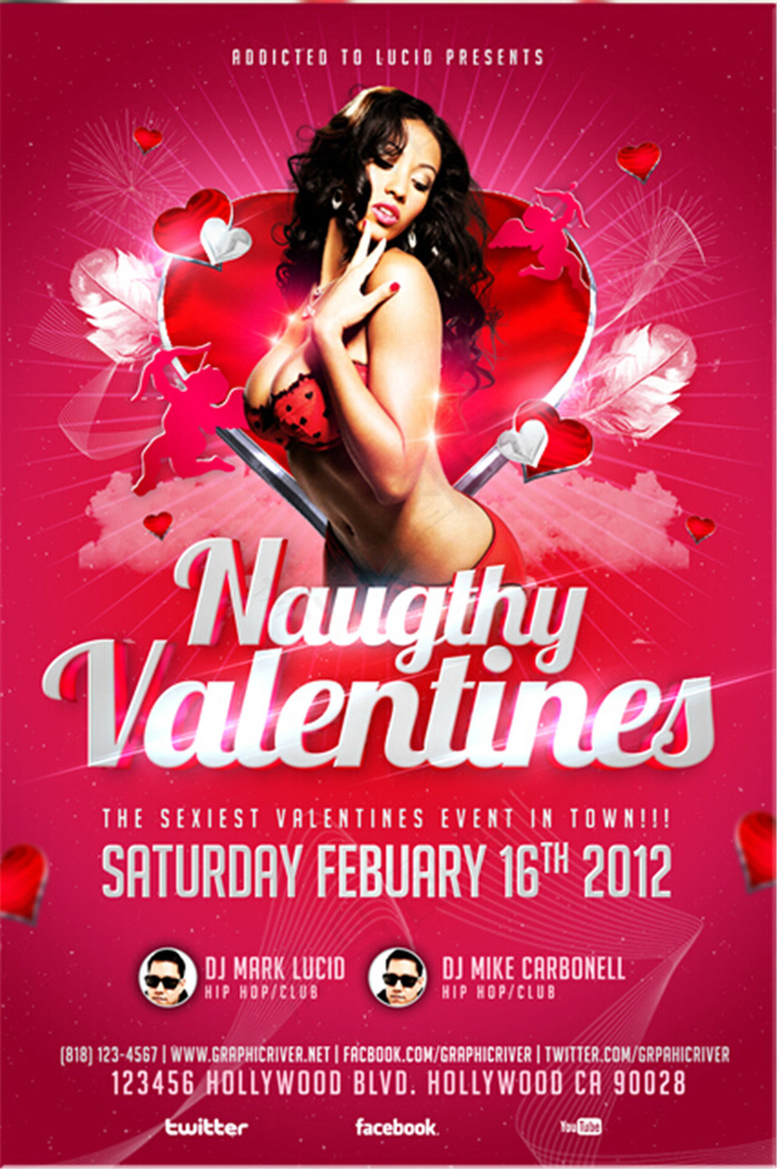 淘气情人节国外酒吧平面素材创意海报