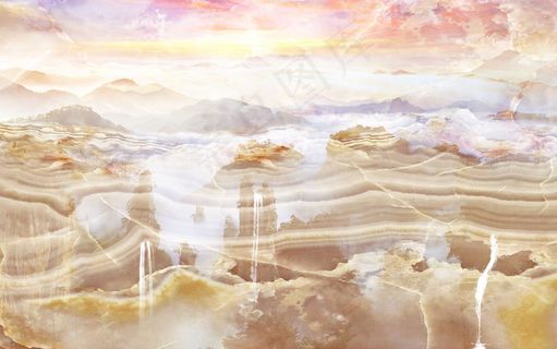 大理石山水风景电视背景墙高清