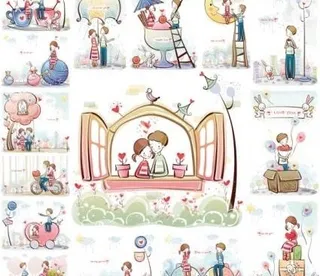 可爱的小夫妻1630向量