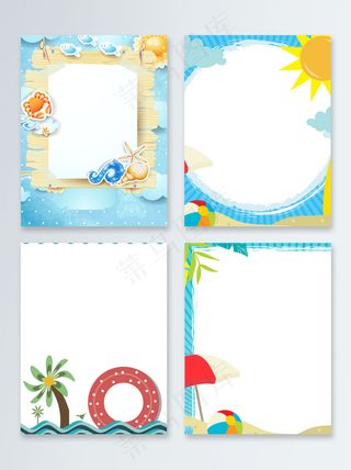 卡通蓝色清凉夏季清新矢量广告背景
