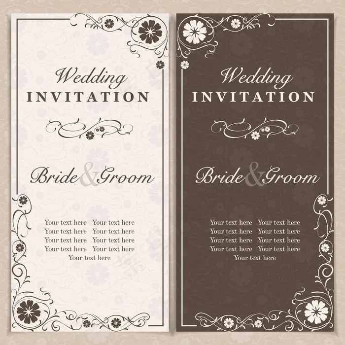 褐色花朵花纹婚礼请贴模板下载eps,ai矢量模版下载