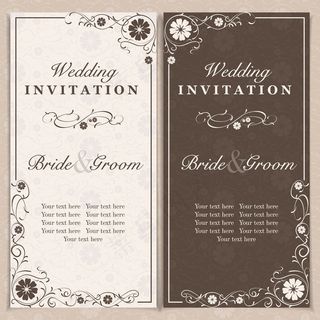 褐色花朵花纹婚礼请贴模板下载