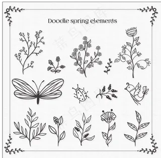 涂鸦春天动物图片