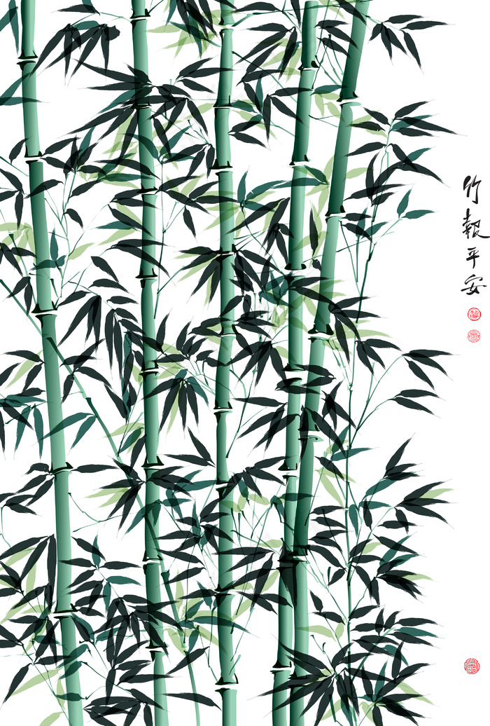 翻译：健康向量竹画eps,ai矢量模版下载