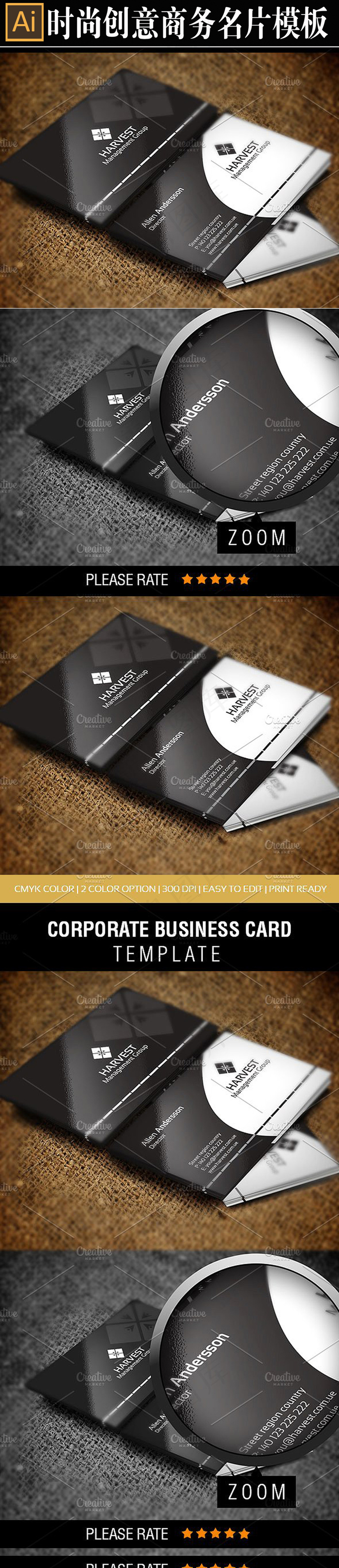 AI高档黑色商务创意名片设计矢量模...