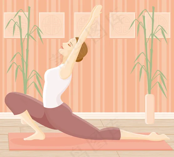 瑜伽运动女性矢量素材eps,ai矢量模版下载