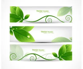 绿叶创意banner矢量素材二