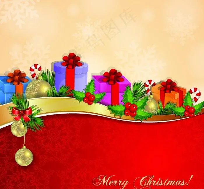 圣诞装饰背景图片ai矢量模版下载