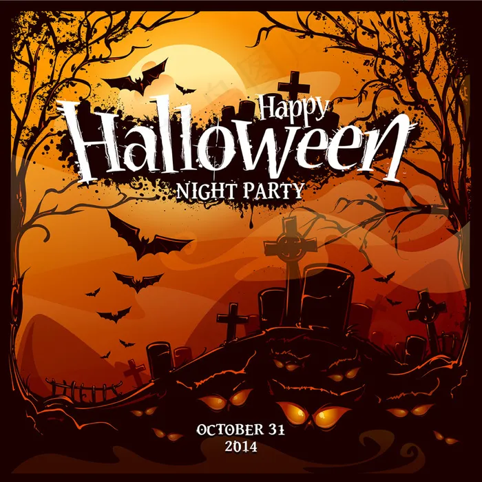 万圣节背景设计eps,ai矢量模版下载