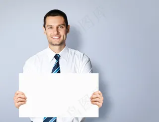 拿着白板的商务男士