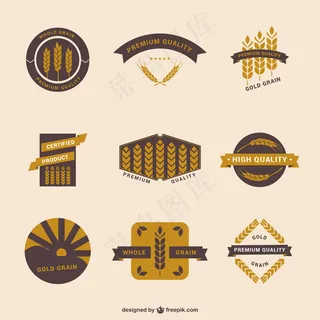 老式小麦标签集