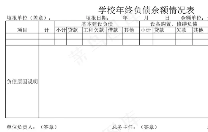 学校年终负债余额情况表