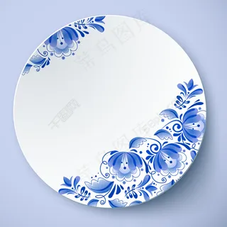 青花瓷盘子背景矢量素材 青花瓷盘子背景矢量素材