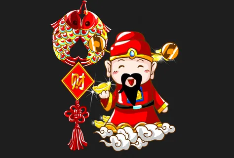 财神爷丢黄金flash矢量素材