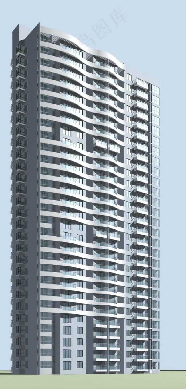 高档时尚高层住宅区建筑3D模型