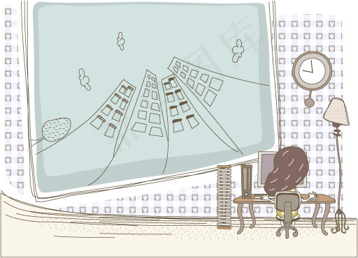 可爱线条插画矢量素材-45