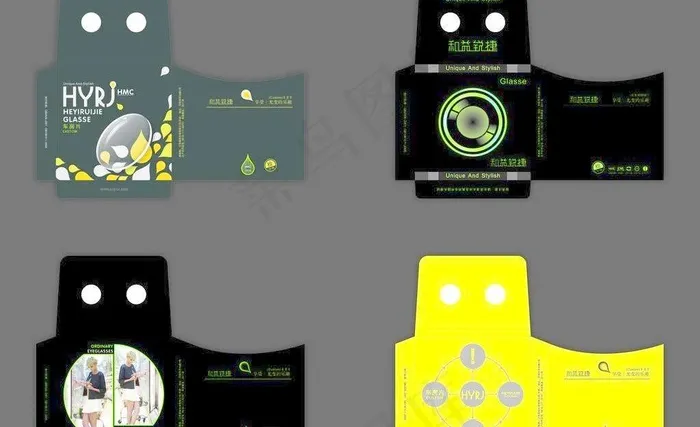 4款纸袋设计图片cdr矢量模版下载