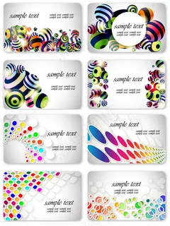 七彩动感彩球圈圈名片模板矢量素材