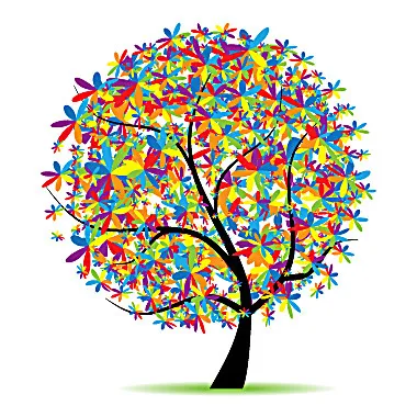 彩色花卉树木eps,ai矢量模版下载