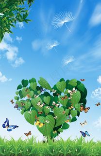 春天绿色背景海报