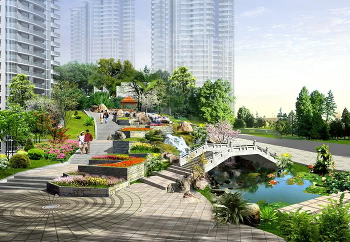 地产楼盘小区花园景观PSD设(3260X2256(DPI:66))psd模版下载