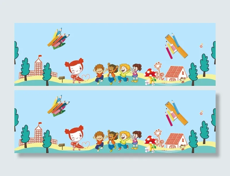 开学季开学用品banner背景图(1920X4550(DPI:300))psd模版下载