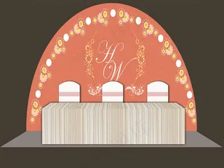 婚礼橘色签到背景