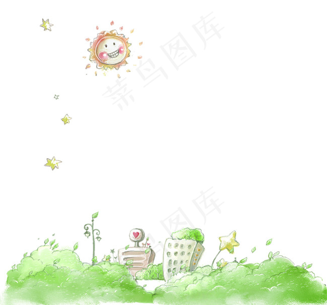 卡通风景psd模版下载