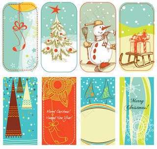 怀旧圣诞贺卡设计矢量素材