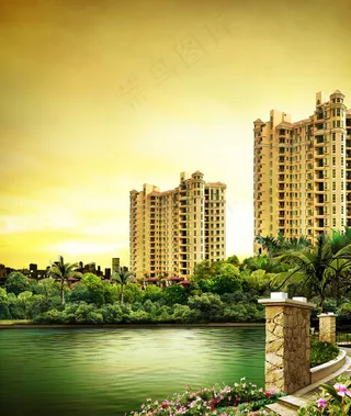 房地产广告素材湖图片