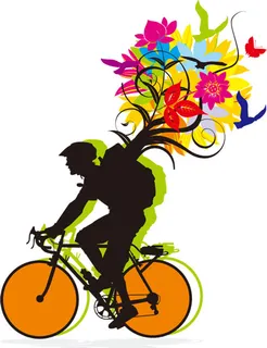 五彩花瓣自行车矢量图