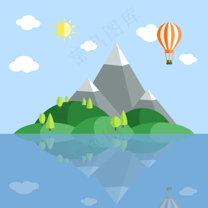 海中的小岛风景矢量aiai矢量模版下载