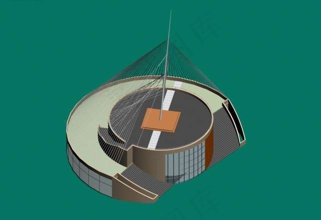 异型艺术风格圆环形商业大厦3D模型