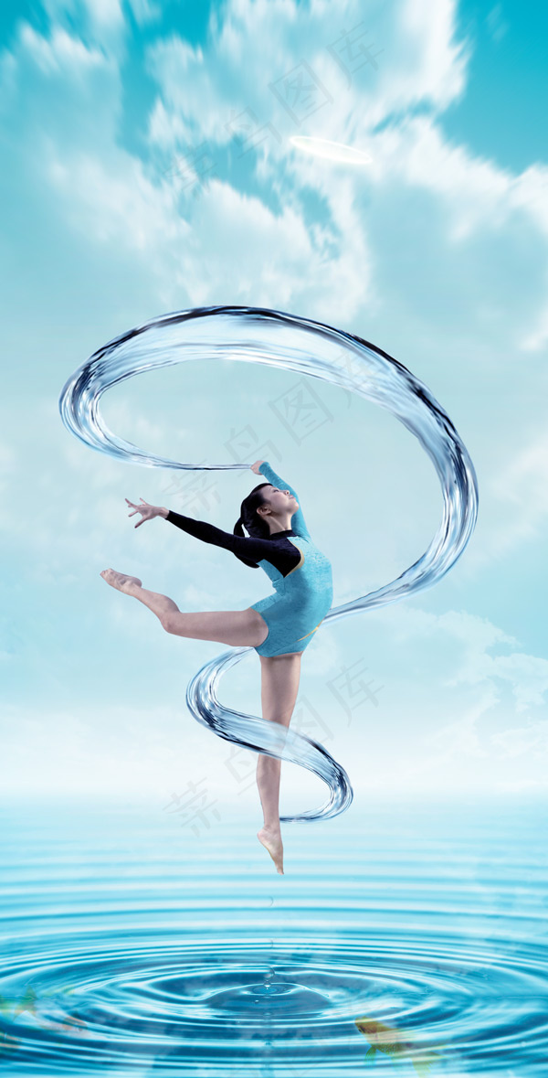 唯美水元素美女舞蹈psd素材下载psd模版下载