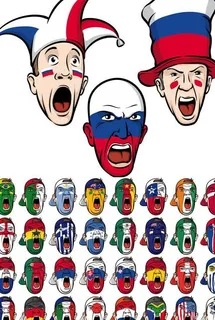 各国球迷彩绘国旗头像矢量素材