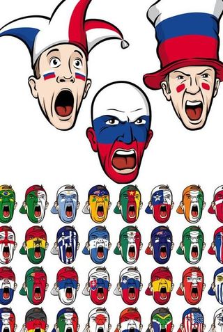 各国球迷彩绘国旗头像矢量素材