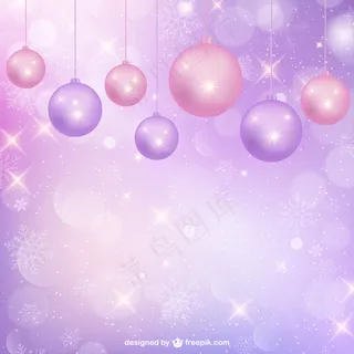 紫色背景和圣诞装饰品