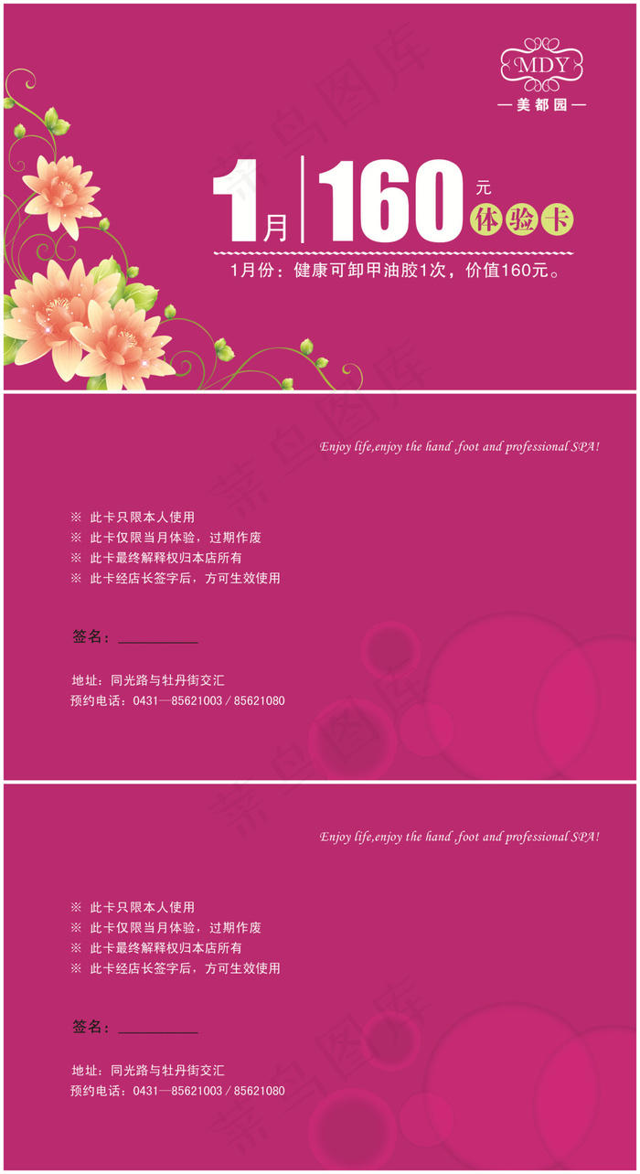 手绘花卉1月份体验卡